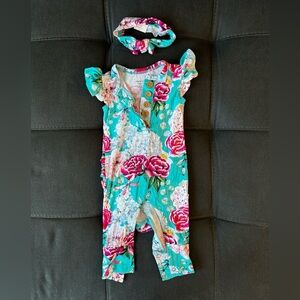 Posh Peanut ruffled cap sleeve romper 3-6 months